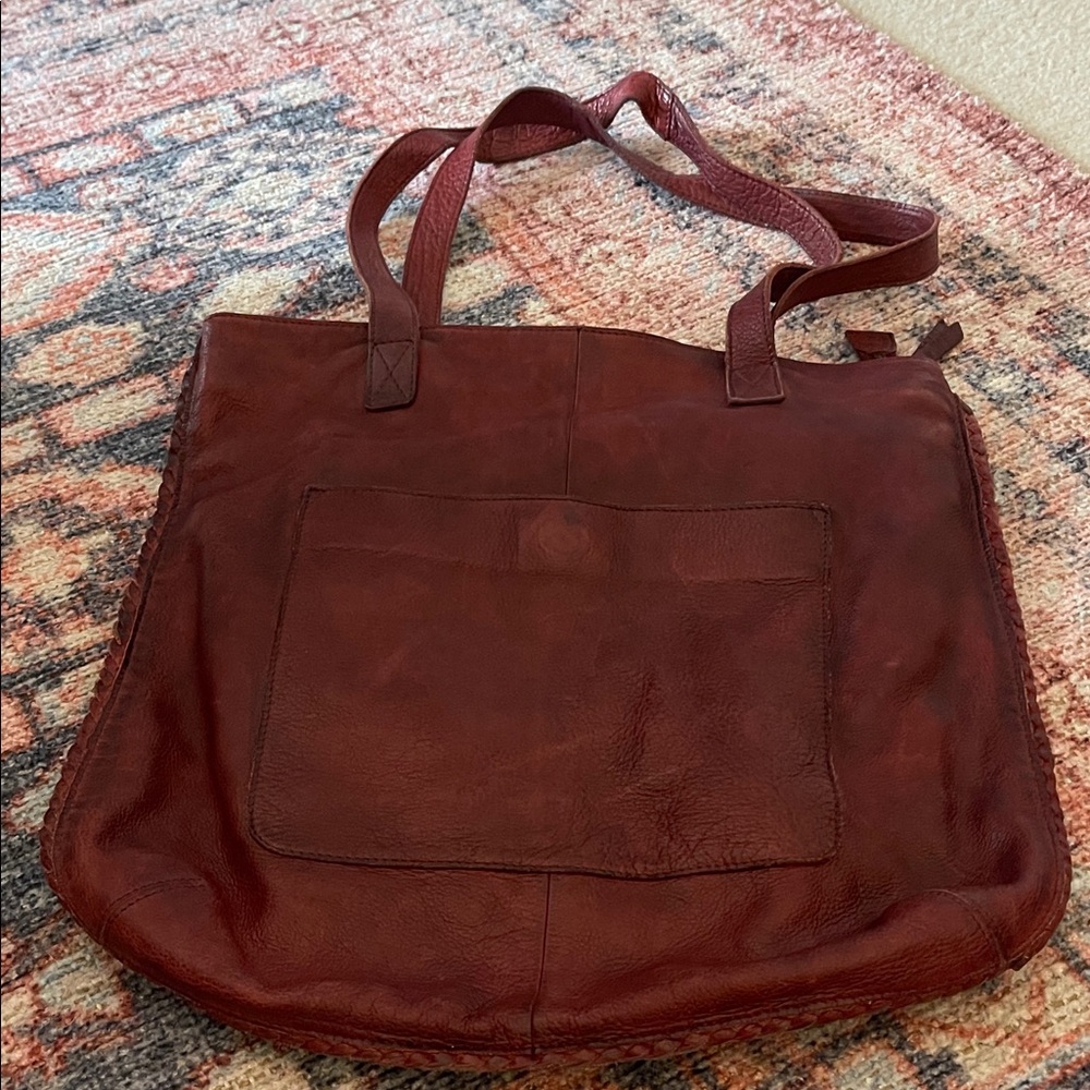 Latico Rich Reddish Brown Leather tote. Soft leather. Multiple pockets